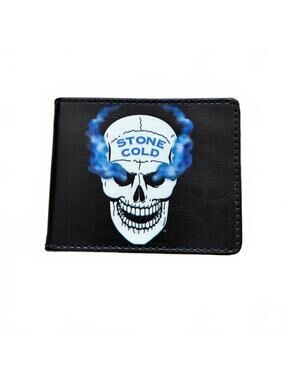WWE Stone Cold Steve Austin Bi-Fold Wallet Smoking Skull Buckle Down Black